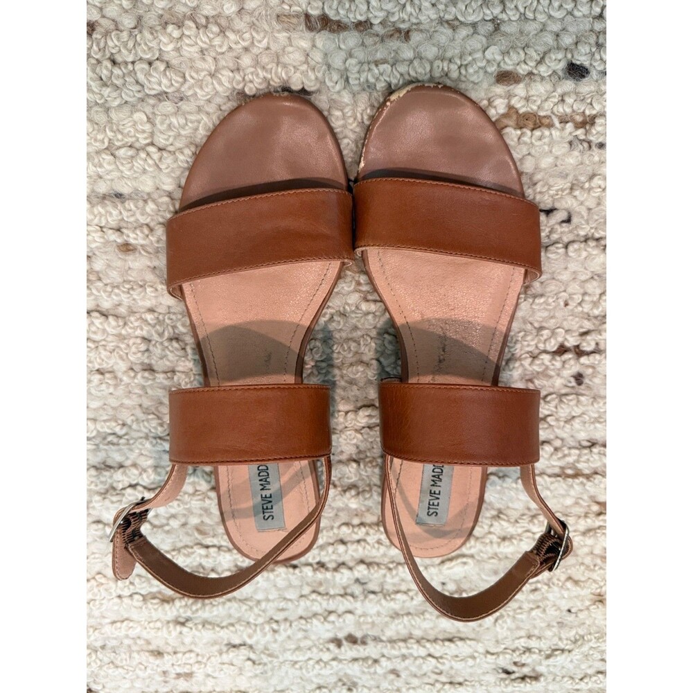 Steve Madden Garcia2 Women’s Brown Leather Block Heel Sandals Size 8.5